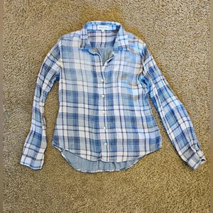 Cloth & Stone Long-Sleeve Plaid Button Up w/ Back Vent and Drop Tail, Size Small